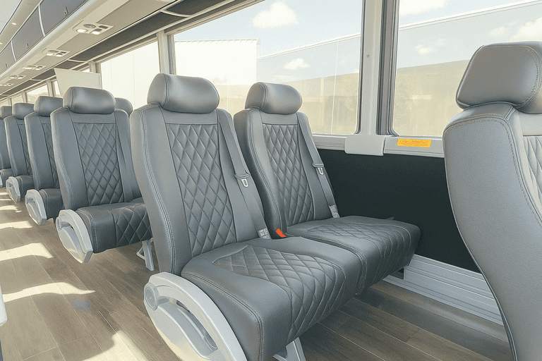 interior of Milwaukee Minibus Company charter bus